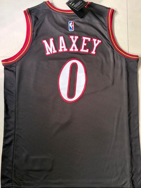 Philadelphia 76ers #21 Tyrese Maxey Nike Stitched Black Jersey Large and XL