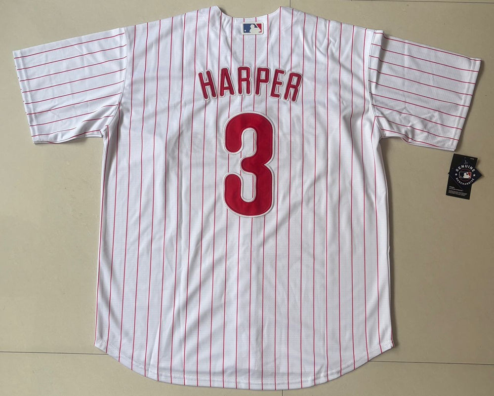 Bryce Harper #3 Philadelphia Phillies Nike classic Pin Stripe Stitched Jersey - EB Sports Championship Rings