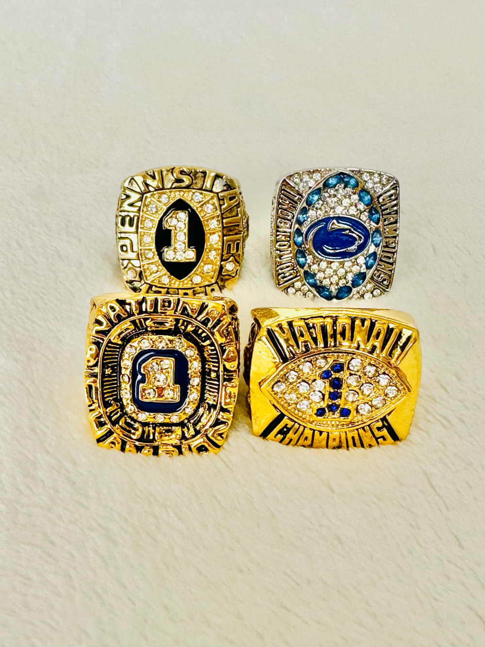 4 PCS Penn State Championship Ring Set, W box - EB Sports Champion's Cache