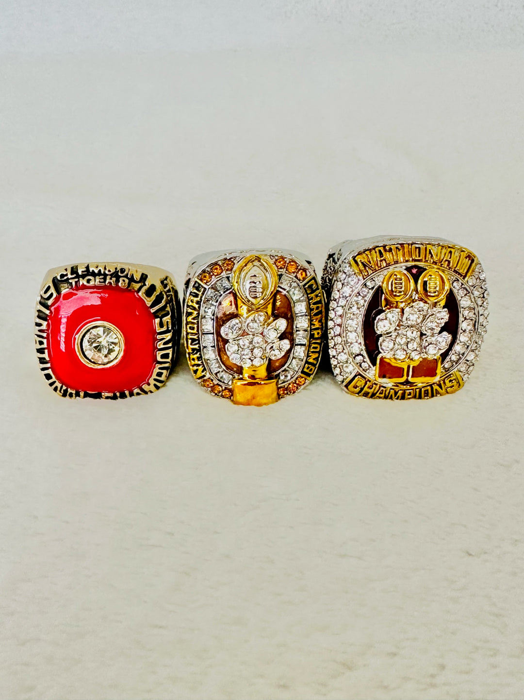 3 PCS Clemson Tigers Championship Ring Set - EB Sports Champion's Cache