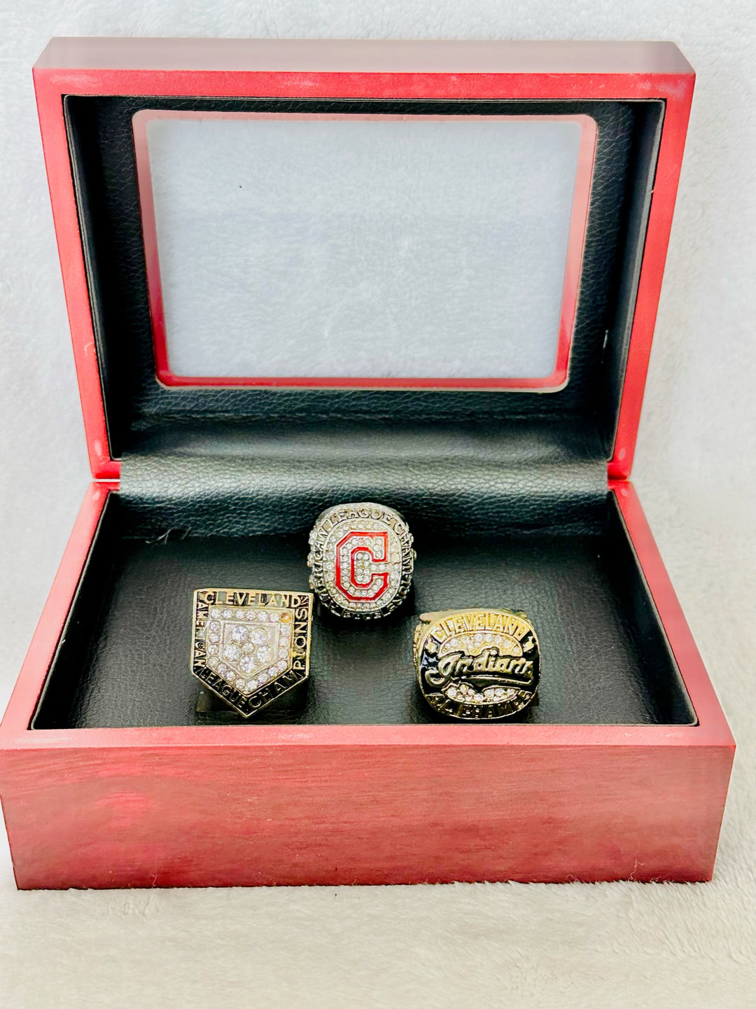 3 PCS Cleveland Indians NL Championship Rings with box - EB Sports Champion's Cache