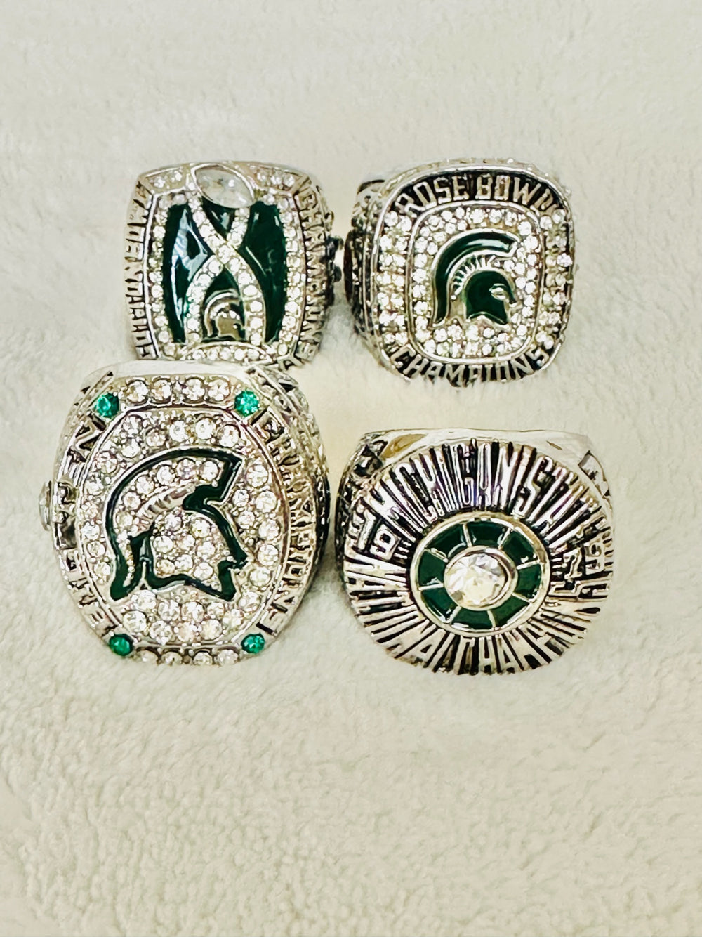 4 PCS Michigan State Spartans Championship Ring Set W Box, US Ship - EB Sports Champion's Cache