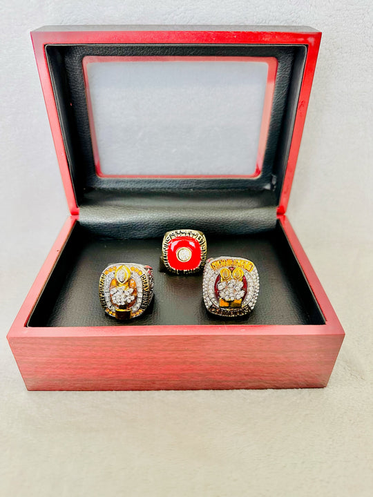 3 PCS Clemson Tigers Championship Ring Set with box - EB Sports Champion's Cache