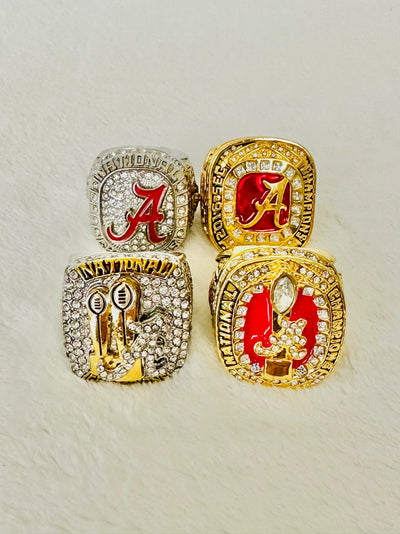 4 PCS Alabama Crimson Tide Championship Ring Set - EB Sports Champion's Cache