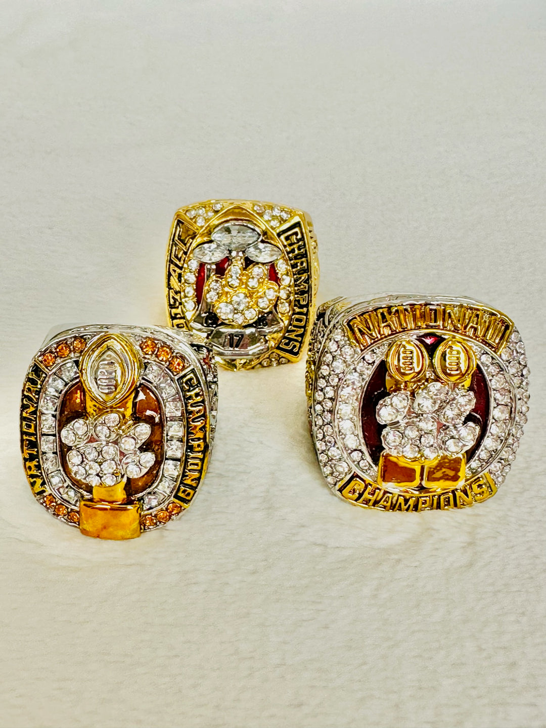 3 PCS Clemson Tigers Championship Ring Set with box - EB Sports Champion's Cache