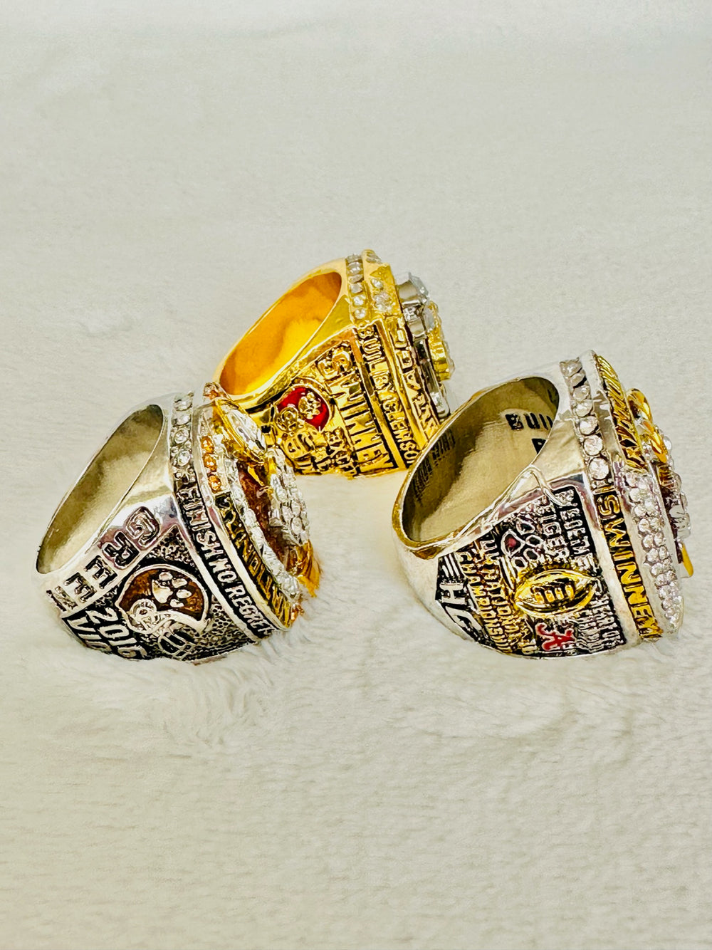 3 PCS Clemson Tigers Championship Ring Set with box - EB Sports Champion's Cache