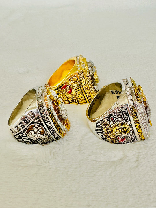 3 PCS Clemson Tigers Championship Ring Set with box - EB Sports Champion's Cache