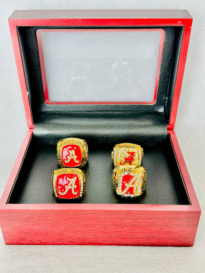 4 PCS Alabama Crimson Tide Championship Ring Set, W box - EB Sports Champion's Cache