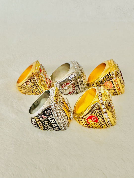 5 PCS Alabama Crimson Tide Championship Ring Set, W box - EB Sports Champion's Cache