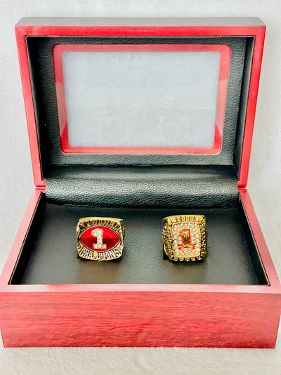 2 PCS Oklahoma Sooners Championship Ring Set W Box - EB Sports Champion's Cache