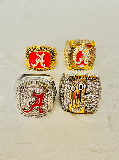 4 PCS Alabama Crimson Tide Championship Ring Set - EB Sports Champion's Cache