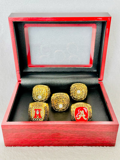 5 PCS Alabama Crimson Tide Championship Ring Set, W box - EB Sports Champion's Cache