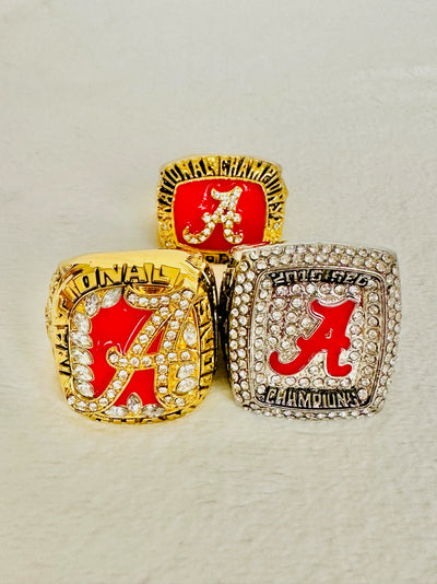 3 PCS Alabama Crimson Tide Championship Ring Set - EB Sports Champion's Cache