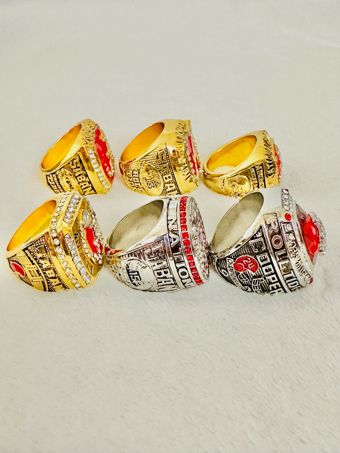6 PCS Alabama Crimson Tide Championship Ring Set - EB Sports Champion's Cache