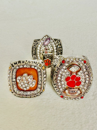 3 PCS Clemson Tigers Championship Ring Set - EB Sports Champion's Cache