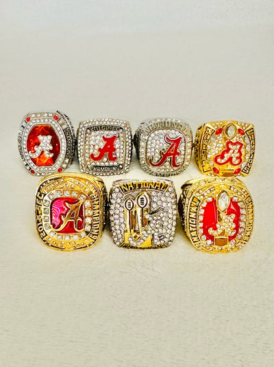 7 PCS Alabama Crimson Tide NCAA Championship Ring Set, US SHIP beautiful Rings - EB Sports Champion's Cache