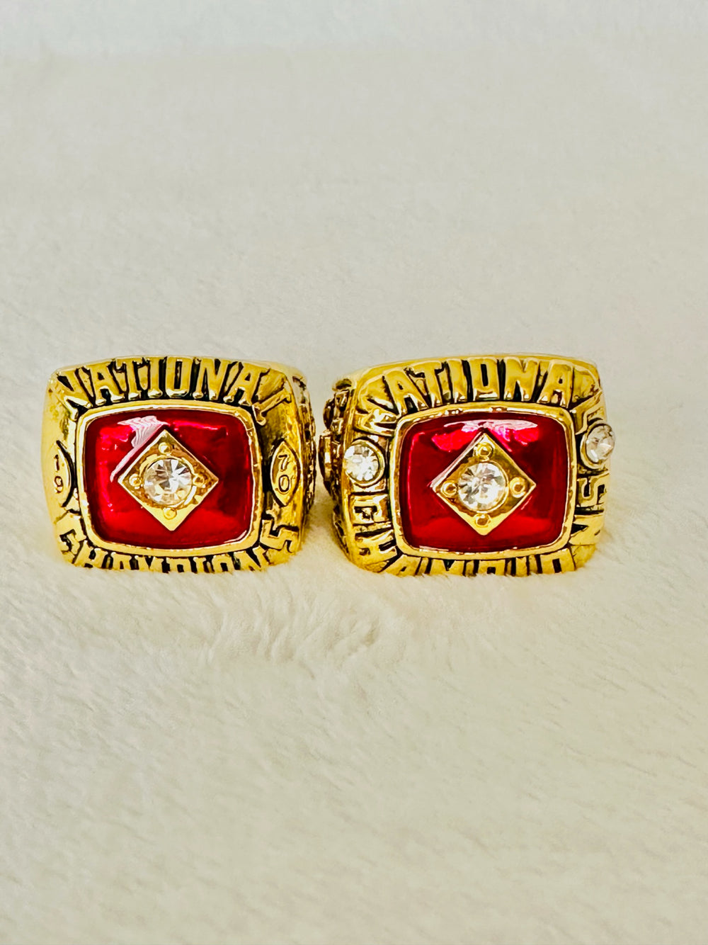 2 PCS 1970 and 1971 Nebraska Cornhuskers 18k GP Brass Championship Ring W Box, US SHIP - EB Sports Champion's Cache