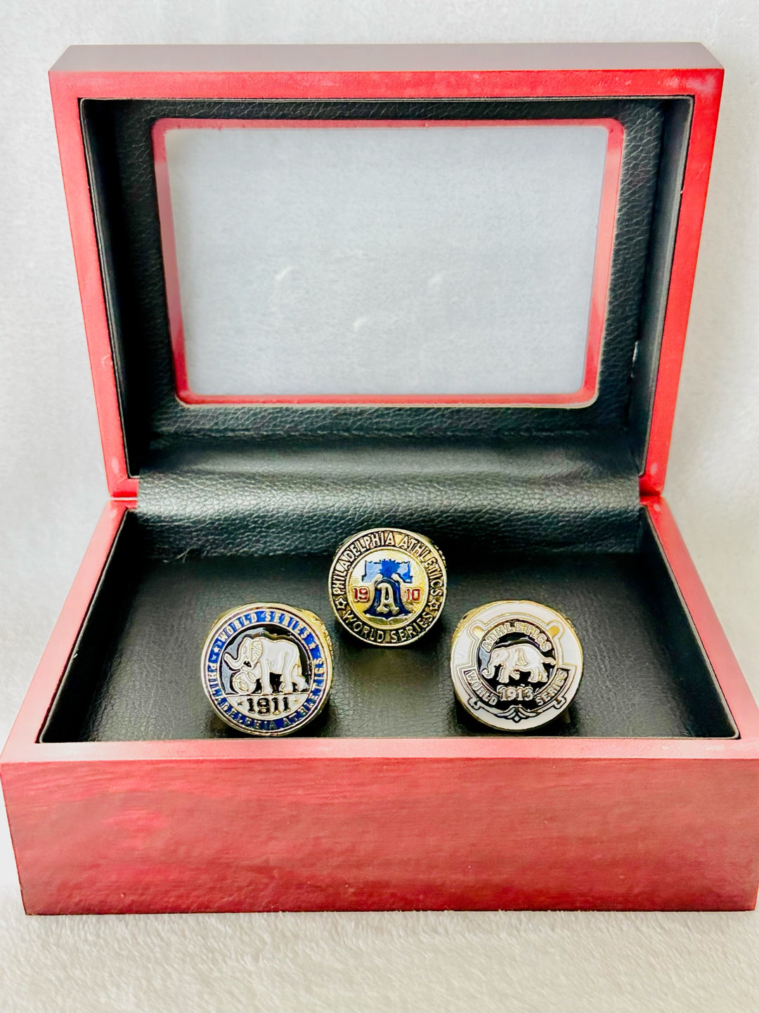 3 PCS Philadelphia Athletics World Series Championship Ring Set W Box,  SHIP - EB Sports Champion's Cache