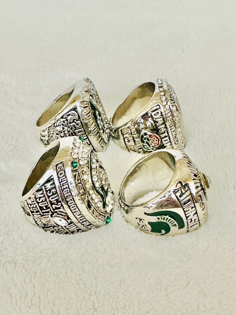 4 PCS Michigan State Spartans Championship Ring Set, US Ship - EB Sports Champion's Cache