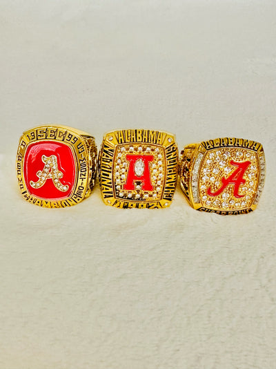 3 PCS Alabama Crimson Tide Championship Ring Set - EB Sports Champion's Cache