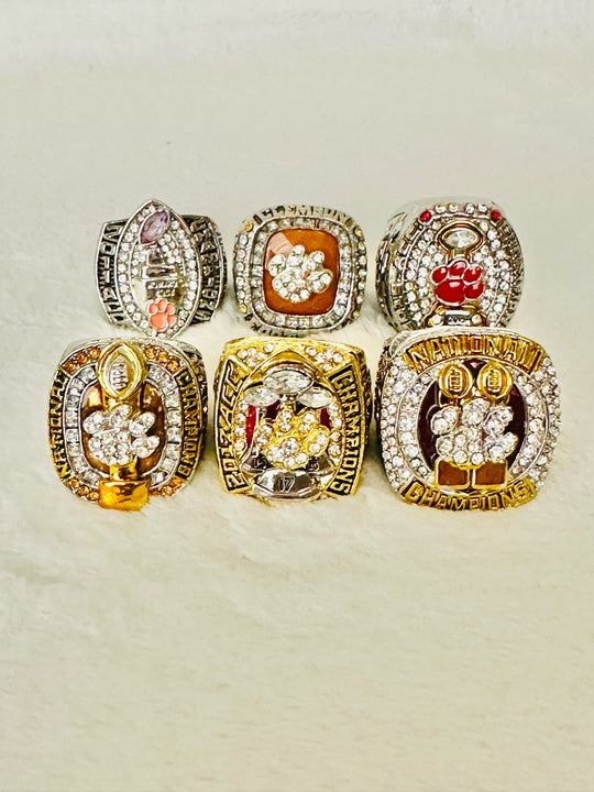 6 PCS Clemson Tigers Championship Ring Set - EB Sports Champion's Cache