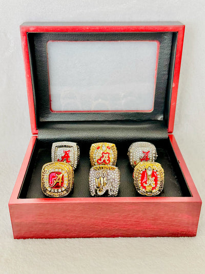 6 PCS Alabama Crimson Tide Championship Ring Set, W box - EB Sports Champion's Cache