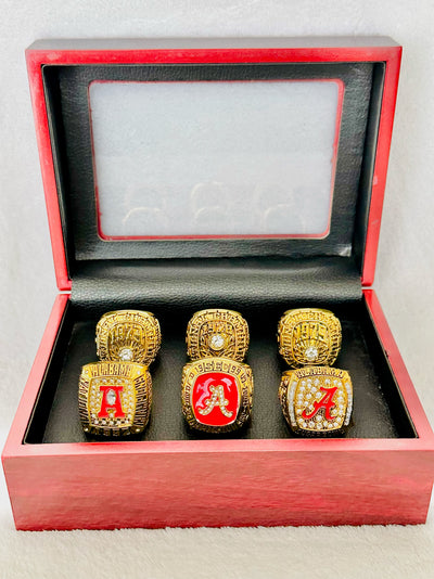 6 PCS Alabama Crimson Tide Championship Ring Set, W box - EB Sports Champion's Cache