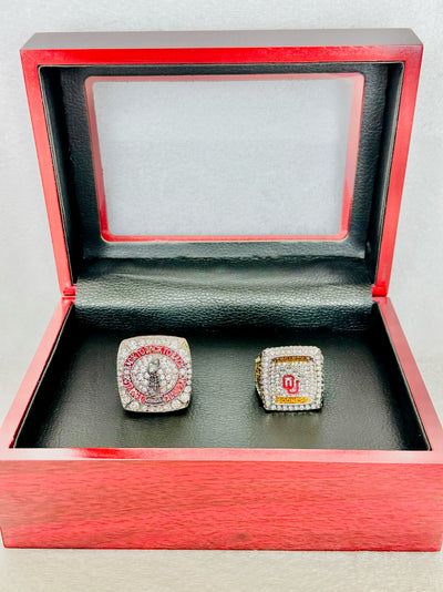 2 PCS Oklahoma Sooners Championship Ring Set W Box - EB Sports Champion's Cache