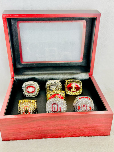 7 PCS Oklahoma Sooners NCAA Championship Ring Set W Box, US SHIP - EB Sports Champion's Cache