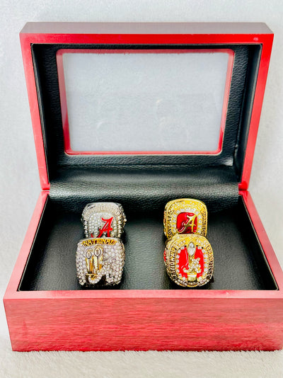 4 PCS Alabama Crimson Tide Championship Ring Set, W box - EB Sports Champion's Cache