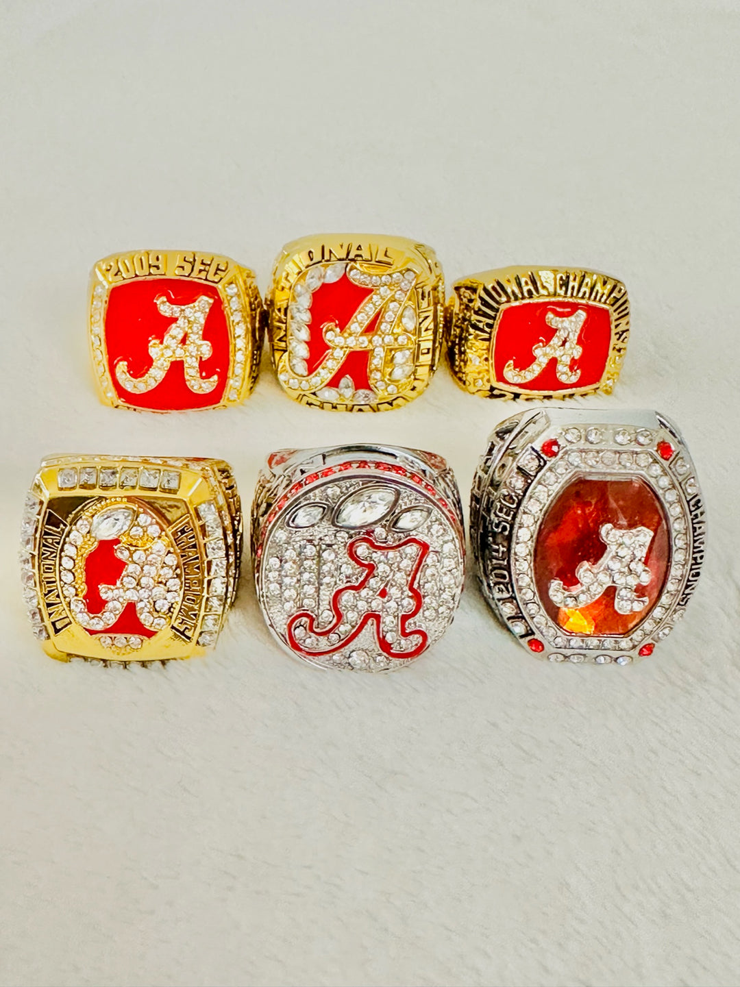 6 PCS Alabama Crimson Tide Championship Ring Set, W box - EB Sports Champion's Cache