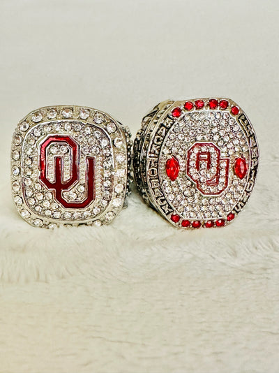 2 PCS Oklahoma Sooners Championship Ring Set 2015 2016 - EB Sports Champion's Cache