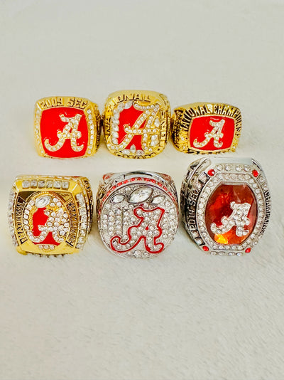 6 PCS Alabama Crimson Tide Championship Ring Set - EB Sports Champion's Cache