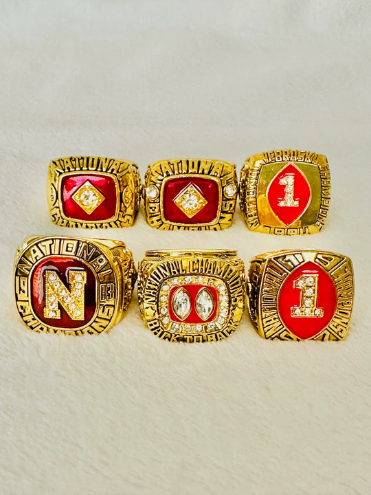 6 PCS Nebraska Cornhuskers 18k GP Brass Complete Championship Ring W Box, US SHIP - EB Sports Champion's Cache