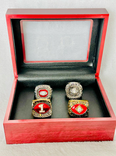 4 PCS Oklahoma Sooners Championship Ring Set W Box - EB Sports Champion's Cache