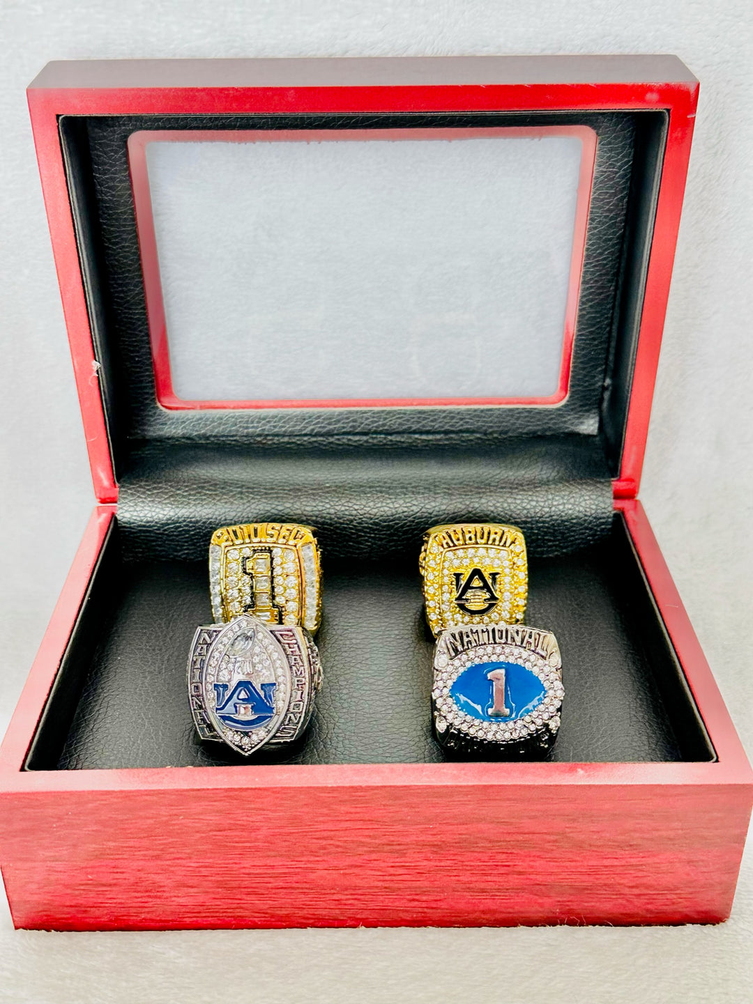 4 PCS Auburn Tigers SEC/NCAA GP Championship Ring Set W Box, US SHIP - EB Sports Champion's Cache