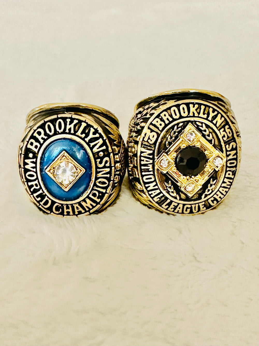 2 PCS Brooklyn LA Dodgers 1955 and 1956 championship Rings with box - EB Sports Champion's Cache