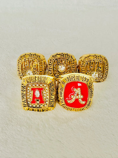 5 PCS Alabama Crimson Tide Championship Ring Set - EB Sports Champion's Cache