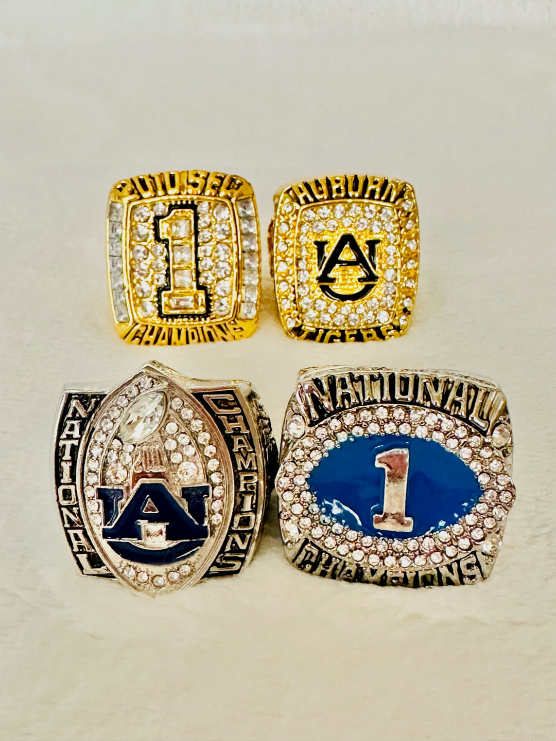 4 PCS Auburn Tigers SEC/NCAA GP Championship Ring Set, US SHIP - EB Sports Champion's Cache