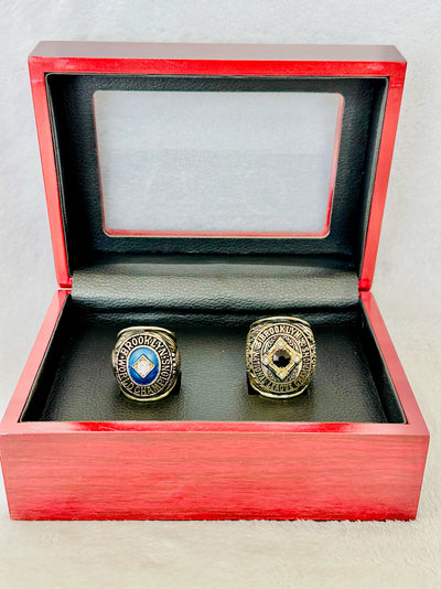 2 PCS Brooklyn LA Dodgers 1955 and 1956 championship Rings with box - EB Sports Champion's Cache