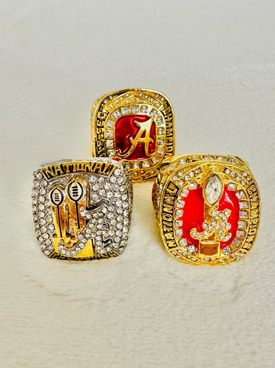 3 PCS Alabama Crimson Tide Championship Ring Set - EB Sports Champion's Cache