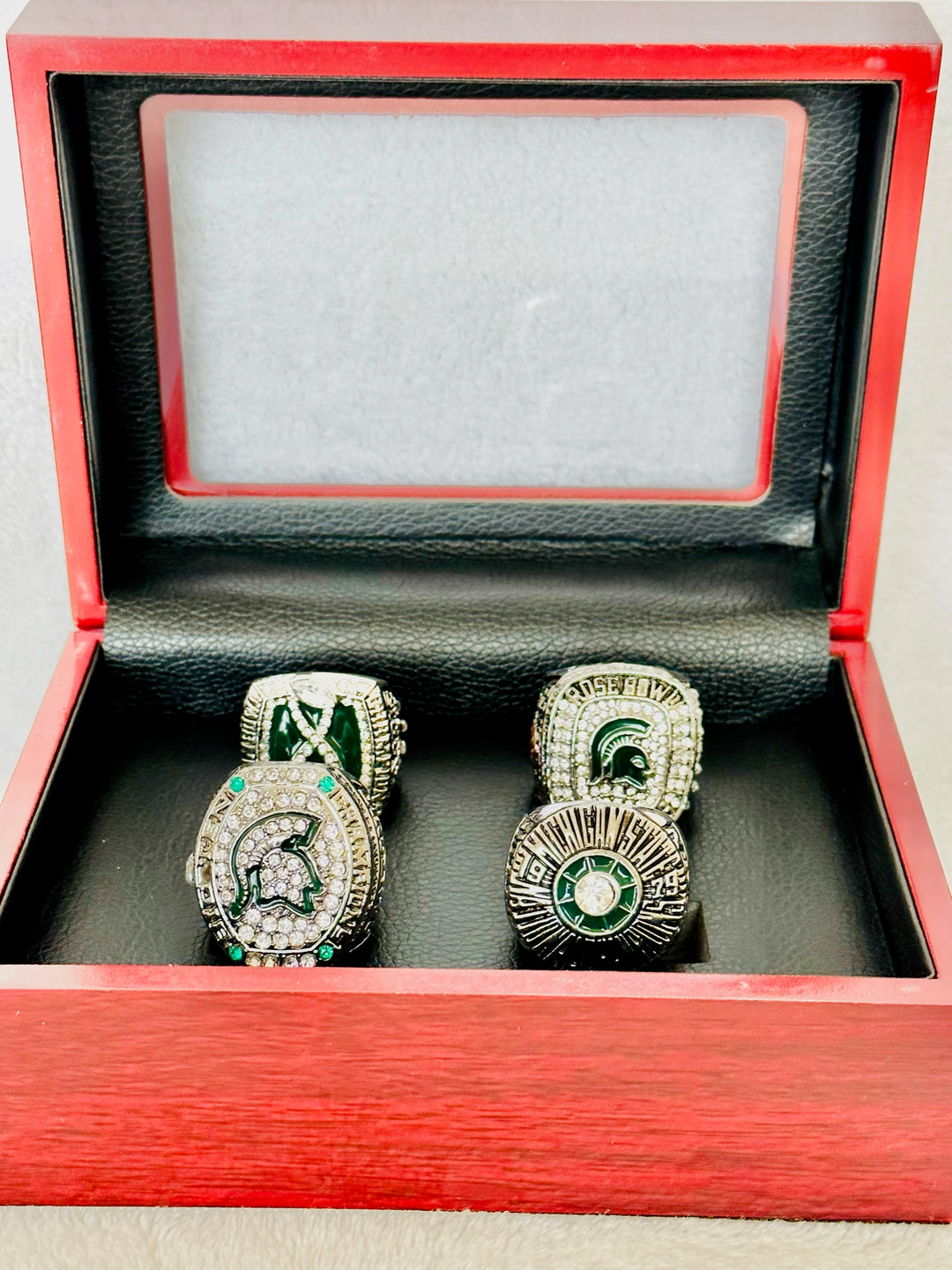 4 PCS Michigan State Spartans Championship Ring Set W Box, US Ship - EB Sports Champion's Cache