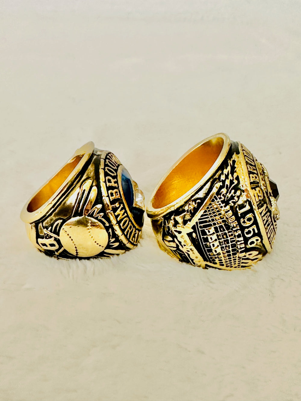 2 PCS Brooklyn LA Dodgers 1955 and 1956 championship Rings - EB Sports Champion's Cache