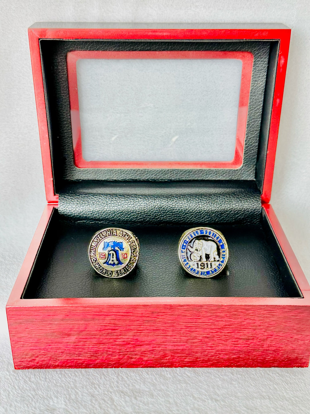 2 PCS 1910 AND 1911 Philadelphia Athletics World Series Championship Ring W Box,  SHIP - EB Sports Champion's Cache