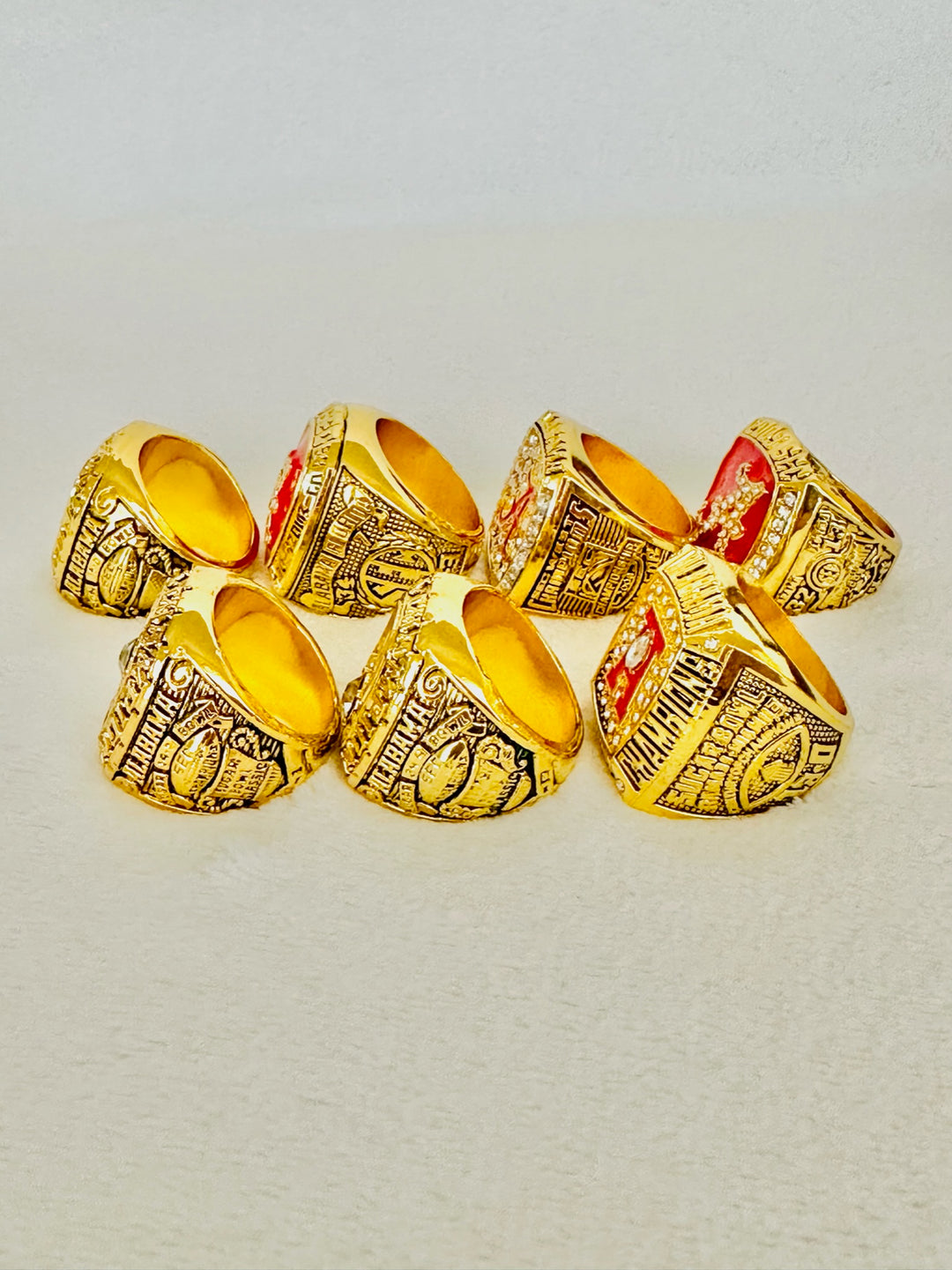 7 PCS Alabama Crimson Tide NCAA Championship Ring Set, US SHIP - EB Sports Champion's Cache