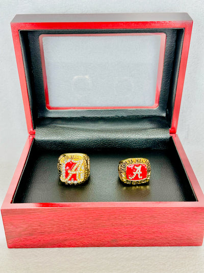 2 PCS Alabama Crimson Tide Championship Ring Set, W box - EB Sports Champion's Cache