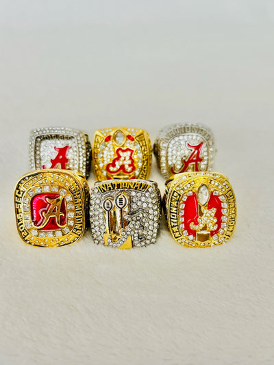 6 PCS Alabama Crimson Tide Championship Ring Set - EB Sports Champion's Cache