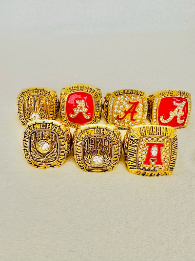 7 PCS Alabama Crimson Tide NCAA Championship Ring Set, US SHIP - EB Sports Champion's Cache