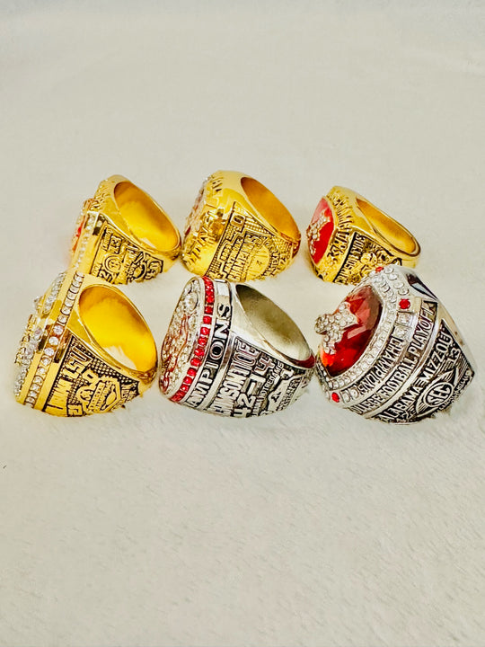 6 PCS Alabama Crimson Tide Championship Ring Set - EB Sports Champion's Cache