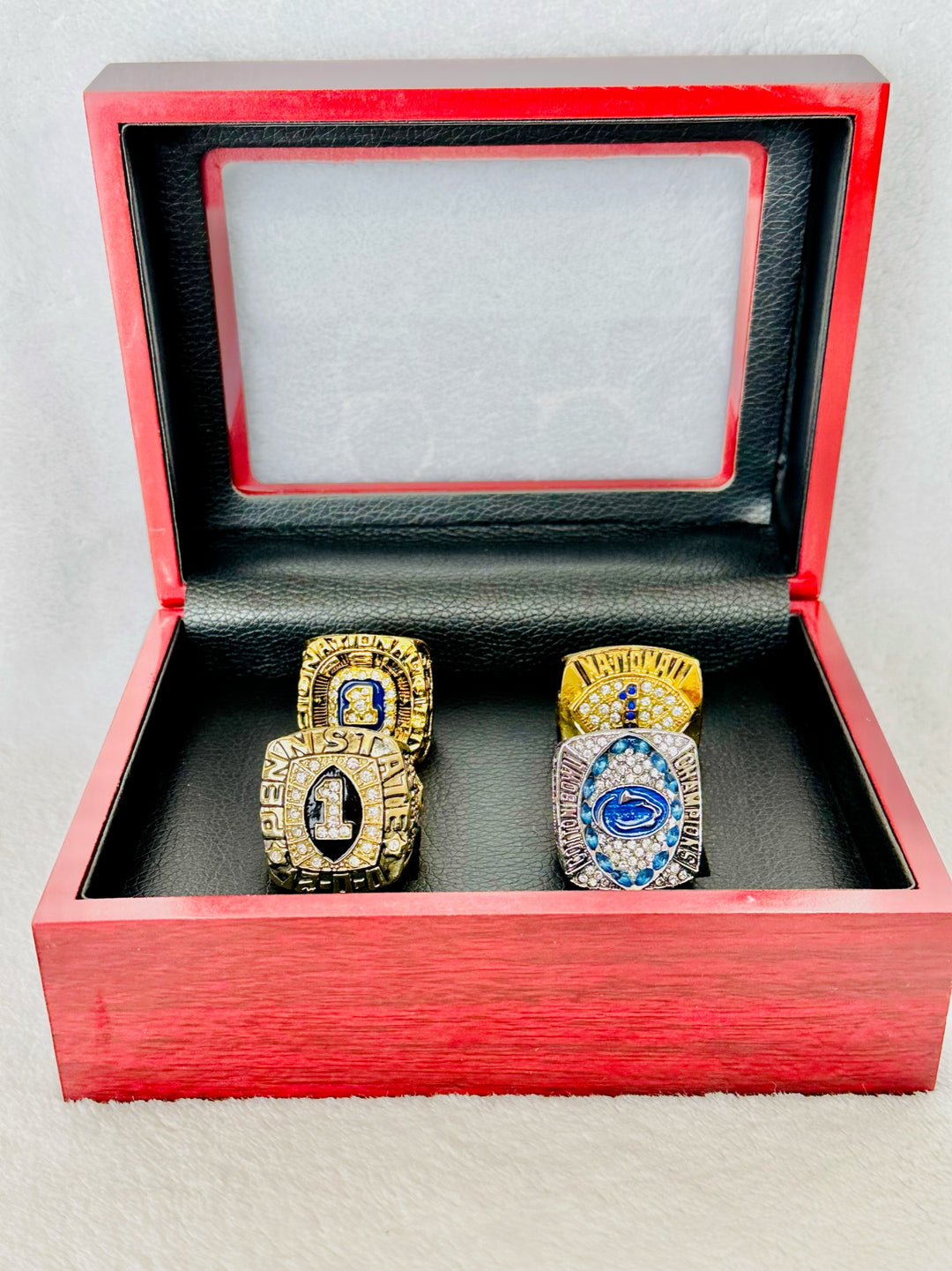 4 PCS Penn State Championship Ring Set, W box - EB Sports Champion's Cache